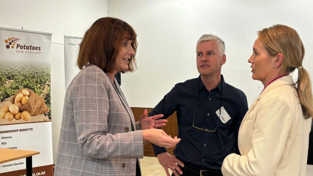 Kate Trufitt, Andrew Barber and Minister Nicola Grigg